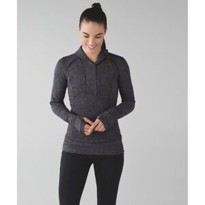 Lululemon Women's Think Fast Pullover 1/4 Zip Rulu Running Mini Check Black 2